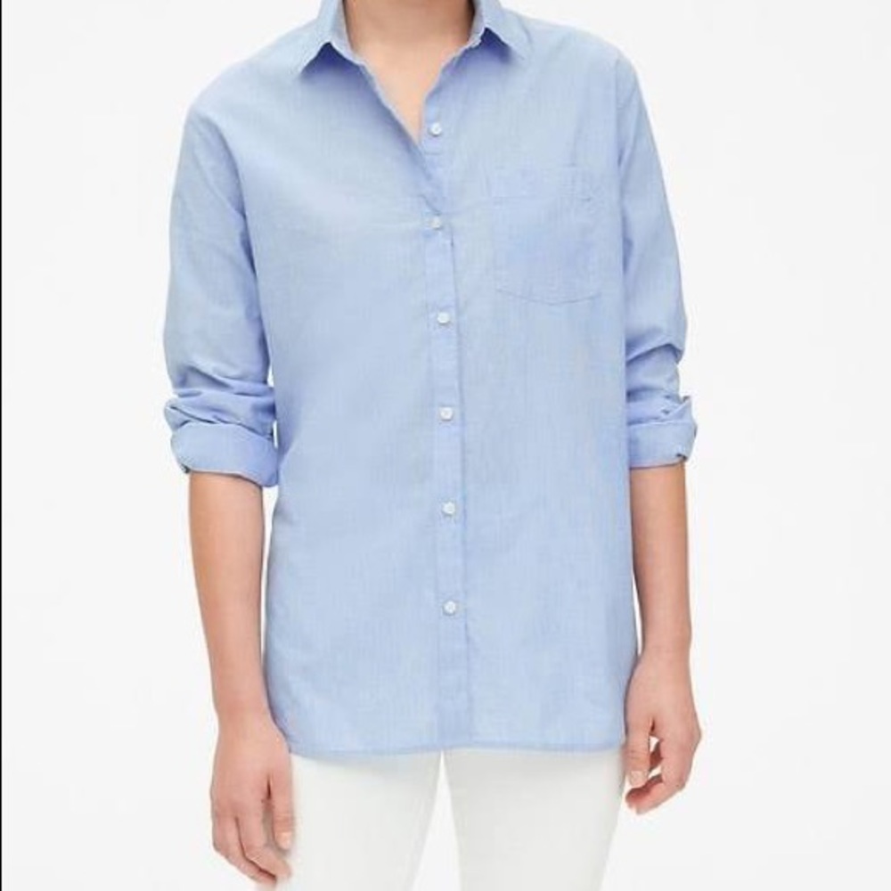 Blue long sleeved boyfriend shirt